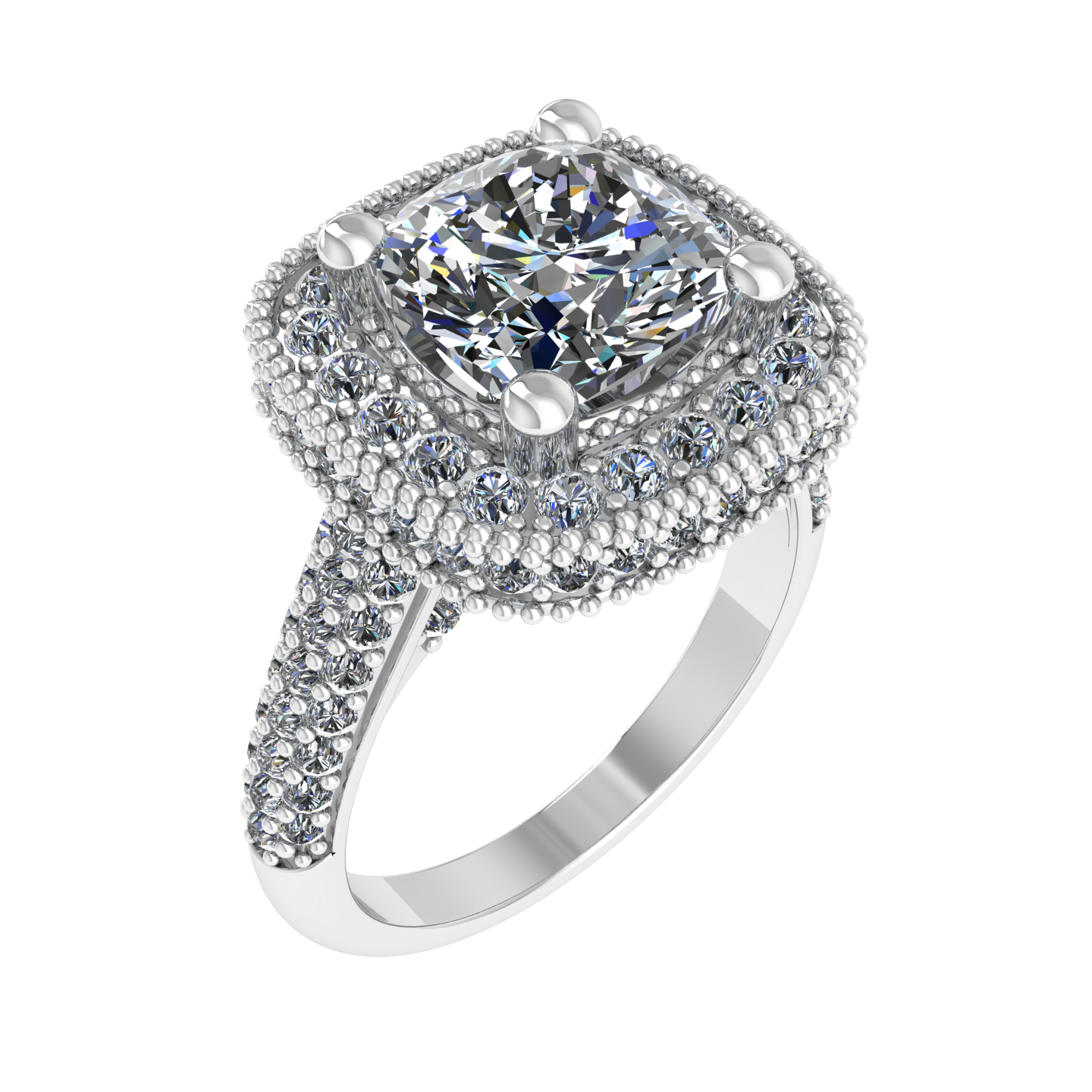 HALO DOUBLE HALO 7.00mm x 7.00mm CUSHION ENGAGEMENT RING